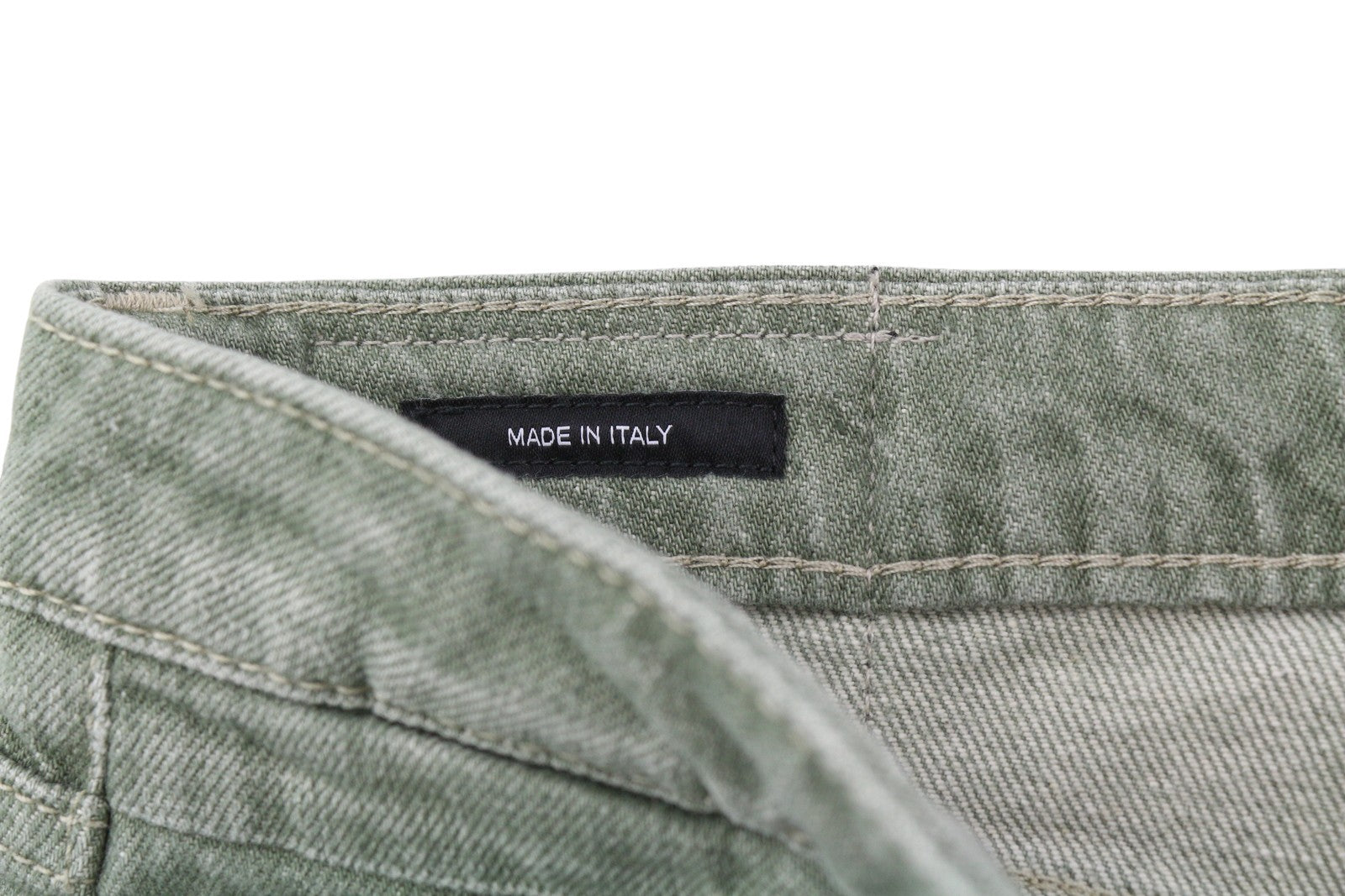 R13 Boy Straight Women Jeans 27 Slim Straight Cropped Army Green Stretch RRP€695