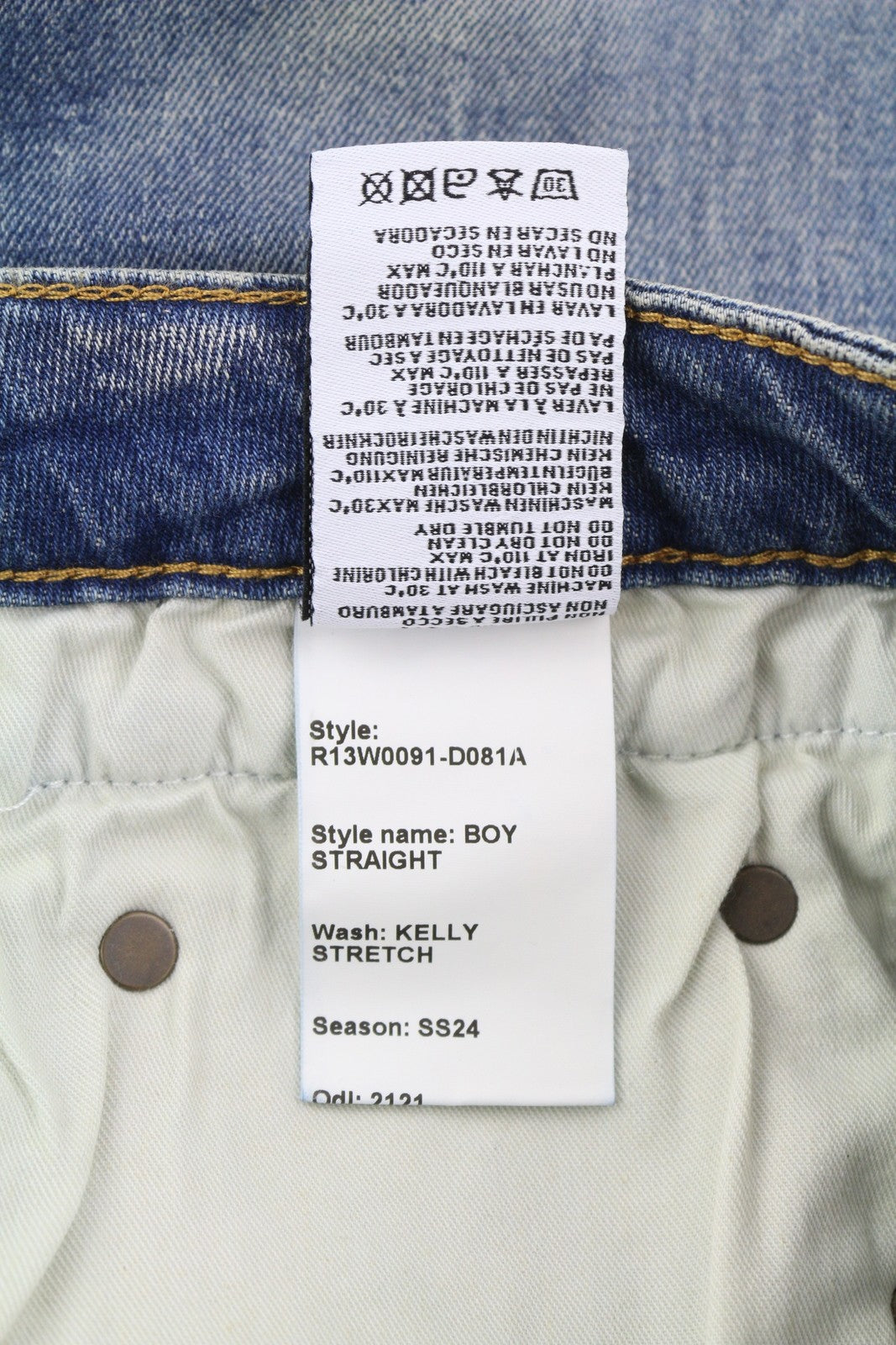 R13 Boy Straight Women Jeans 26 Cropped Ankle Length Blue Kelly Stretch RRP€645