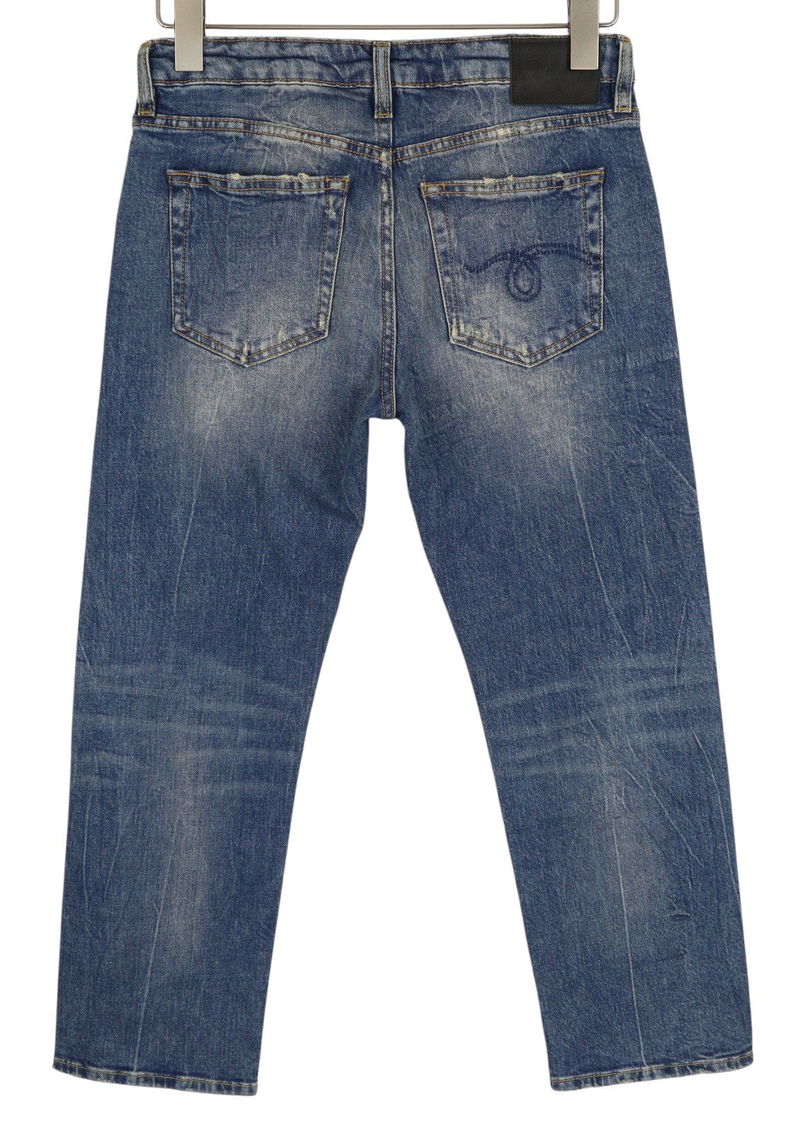 R13 Boy Straight Women Jeans 26 Cropped Ankle Length Blue Kelly Stretch RRP€645