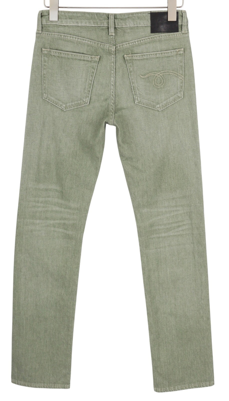 R13 Tobi Boy Women Jeans 27 Low Rise Slim  Washed Army Green Stretchy RRP€695