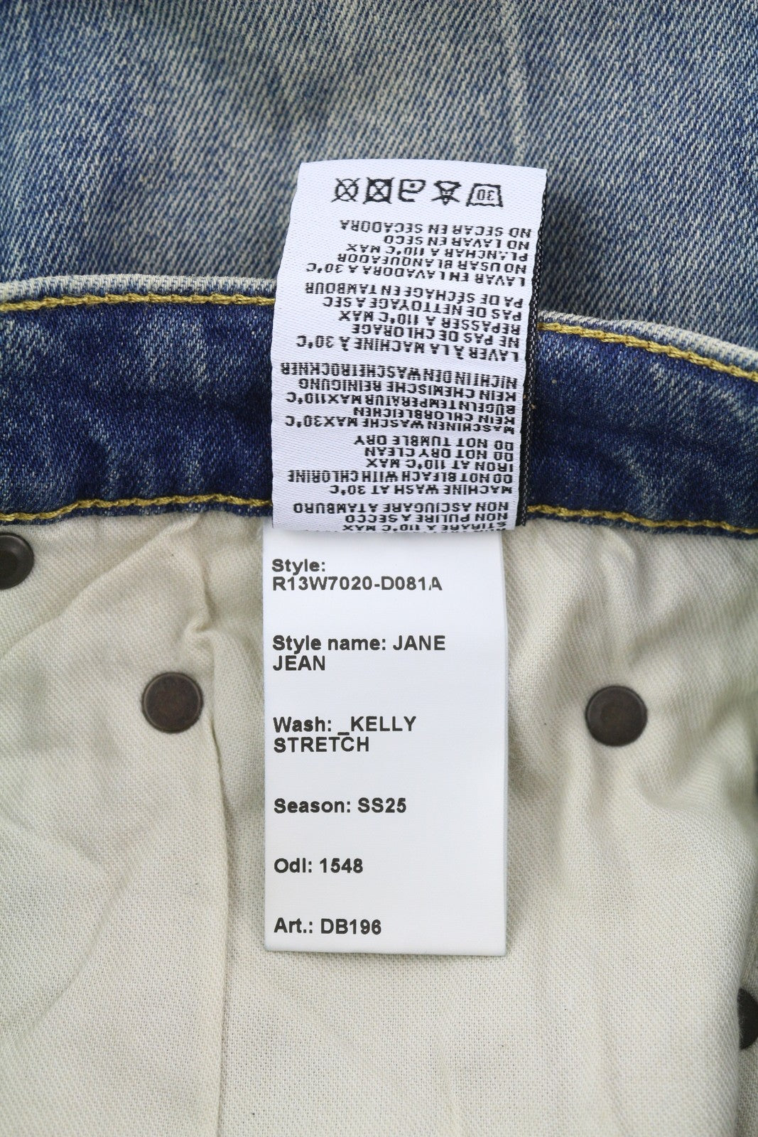 R13 Jane Women Jeans 25 Washed Blue Flared Leg Zip Fly Kelly Stretchy RRP€645