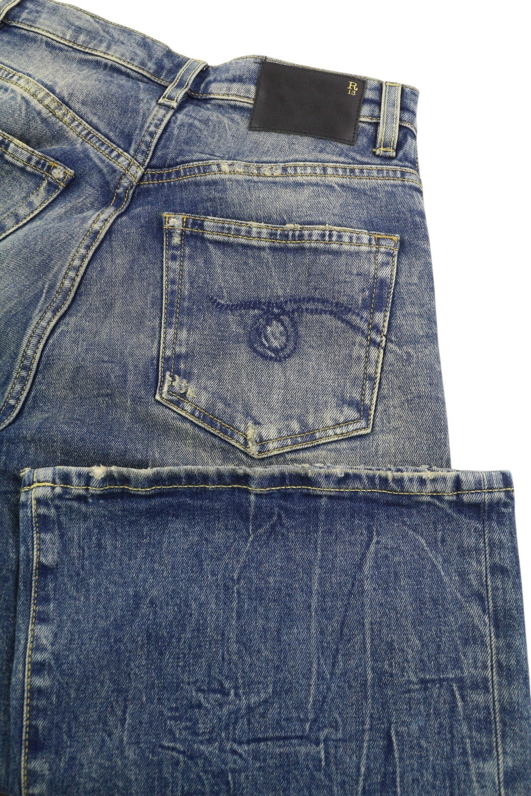 R13 Jane Women Jeans 25 Washed Blue Flared Leg Zip Fly Kelly Stretchy RRP€645