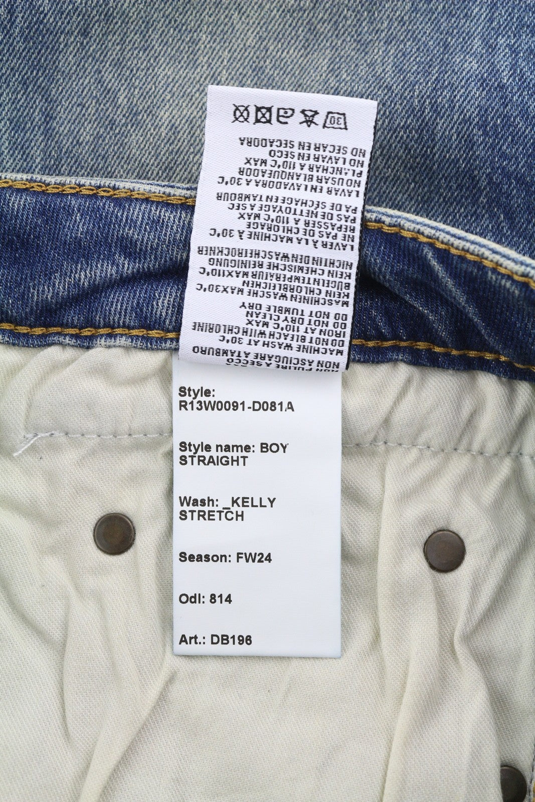 R13 Boy Straight Women Jeans 26 Ankle Cropped Washed Blue Kelly Stretch RRP€645