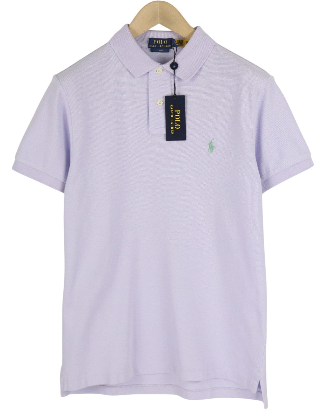 RALPH LAUREN Slim Fit Men T-Shirt M Purple Short Sleeve Polo Neck RRP€142