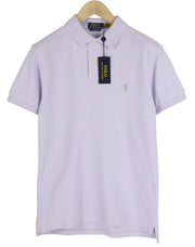 RALPH LAUREN Slim Fit Men T-Shirt M Purple Short Sleeve Polo Neck RRP€142