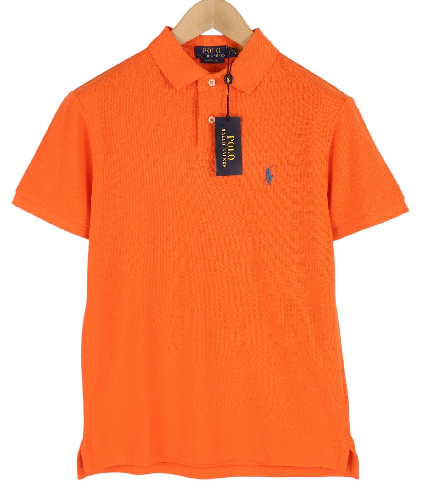RALPH LAUREN Custom Slim Fit Men T-Shirt S Orange Short Sleeve Polo Neck