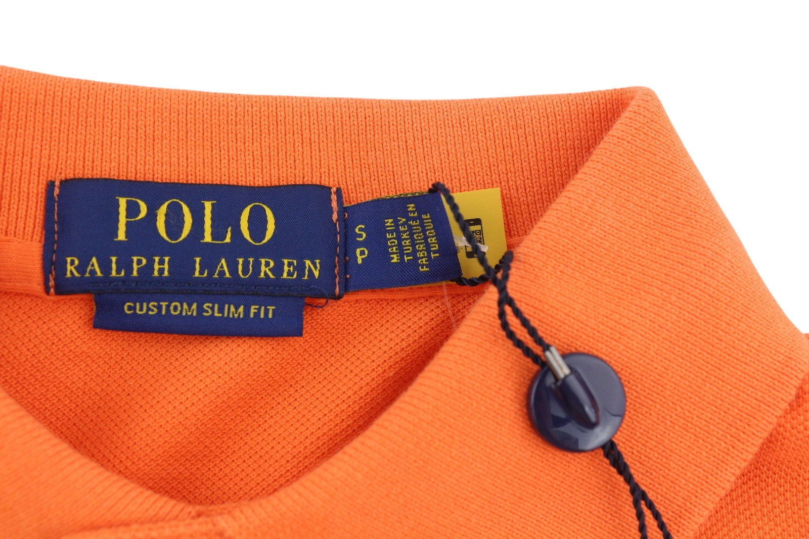 RALPH LAUREN Custom Slim Fit Men T-Shirt S Orange Short Sleeve Polo Neck