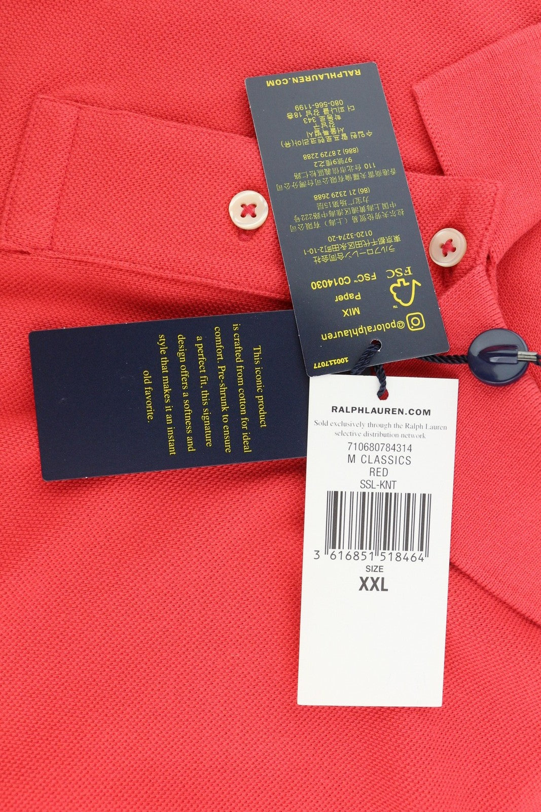 RALPH LAUREN Custom Slim Fit Men T-Shirt 2XL Red Short Sleeve Polo RRP$153