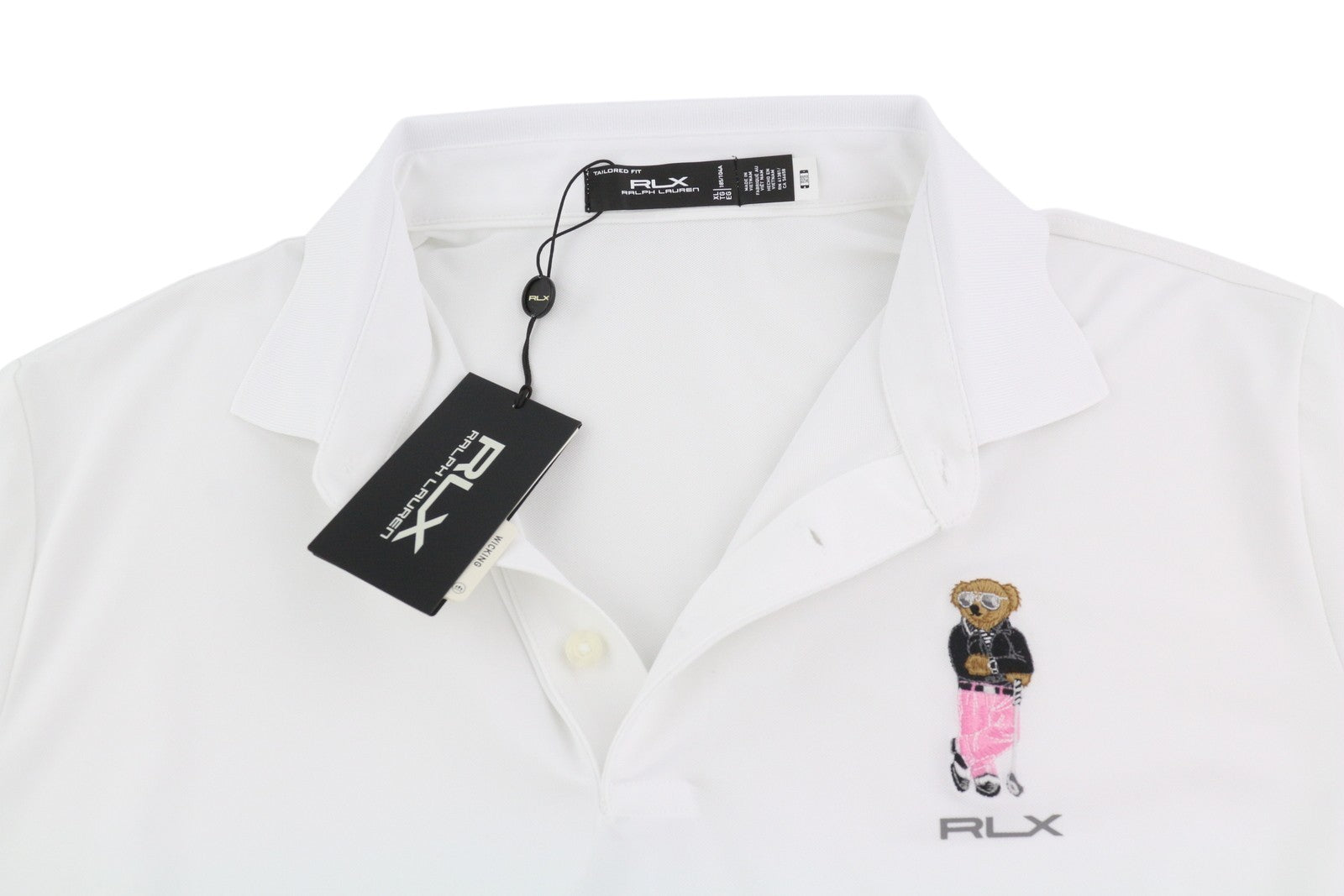 RLX RALPH LAUREN Golf Men T-Shirt XL White Wicking Short Sleeve Bear Polo RRP179