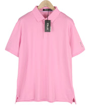RLX RALPH LAUREN Golf Men T-Shirt XL Pink Wicking Short Sleeve Polo Neck Jersey