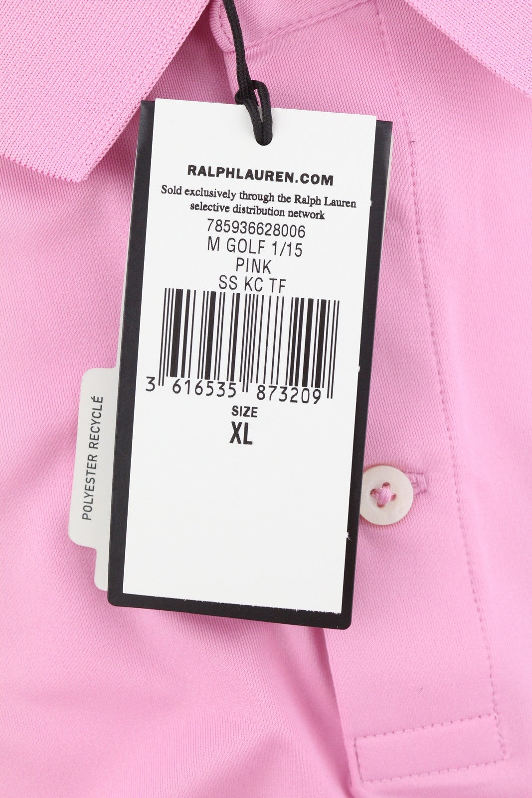 RLX RALPH LAUREN Golf Men T-Shirt XL Pink Wicking Short Sleeve Polo Neck Jersey