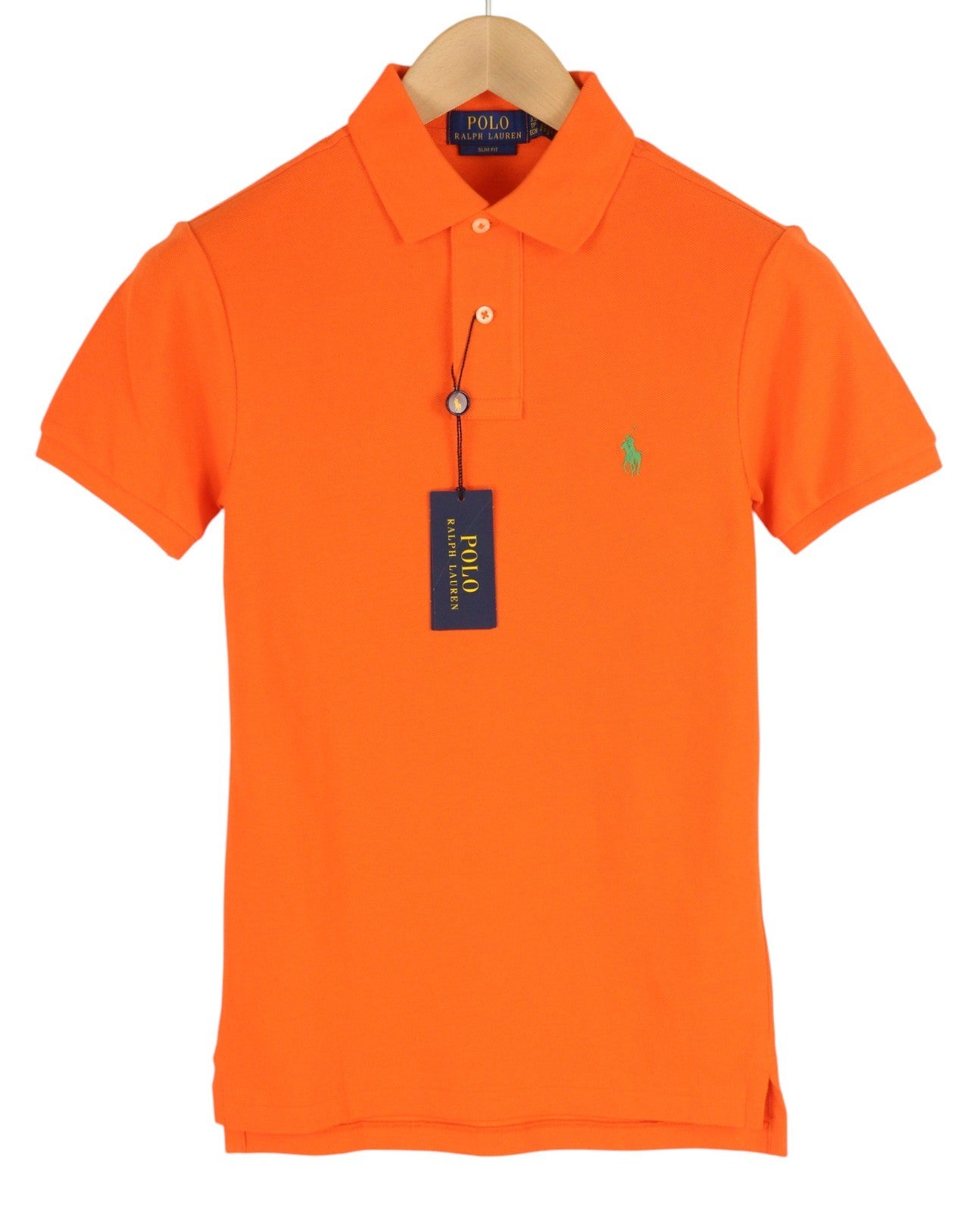 RALPH LAUREN Slim Fit Men T-Shirt XS Orange Short Sleeve Polo Neck RRP€182