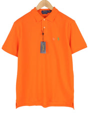 RALPH LAUREN Custom Slim Fit Men T-Shirt L Orange Short Sleeve Polo Neck
