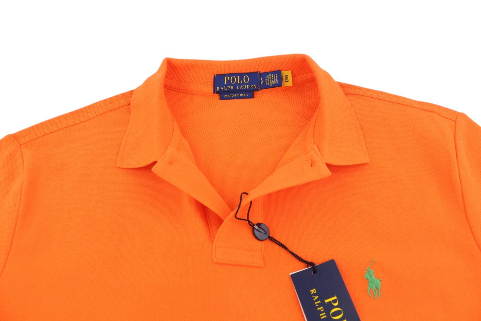 RALPH LAUREN Custom Slim Fit Men T-Shirt L Orange Short Sleeve Polo Neck