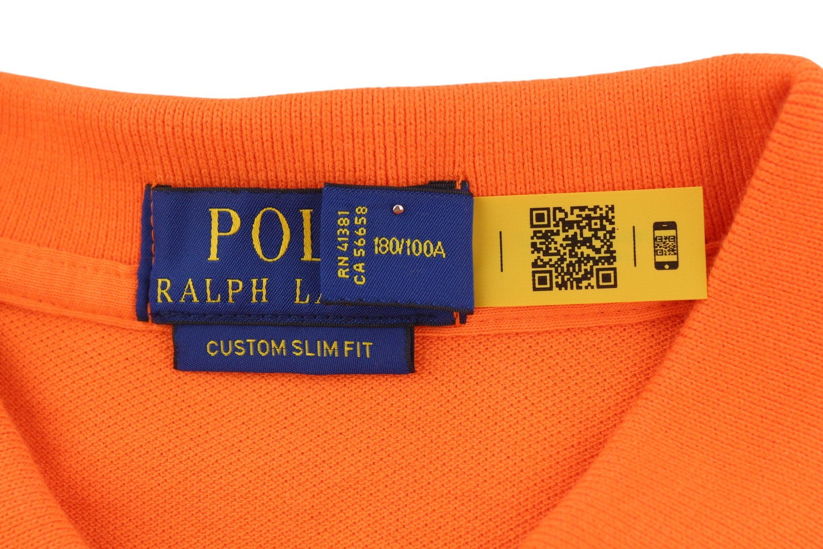 RALPH LAUREN Custom Slim Fit Men T-Shirt L Orange Short Sleeve Polo Neck