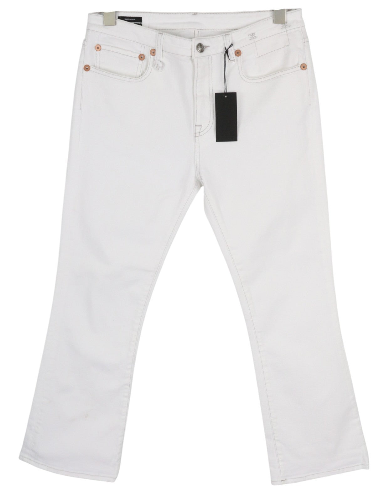 R13 Kick Women Jeans 30 Bootcut Fit Zip Fly Casual Ankle Bale White RRP€526