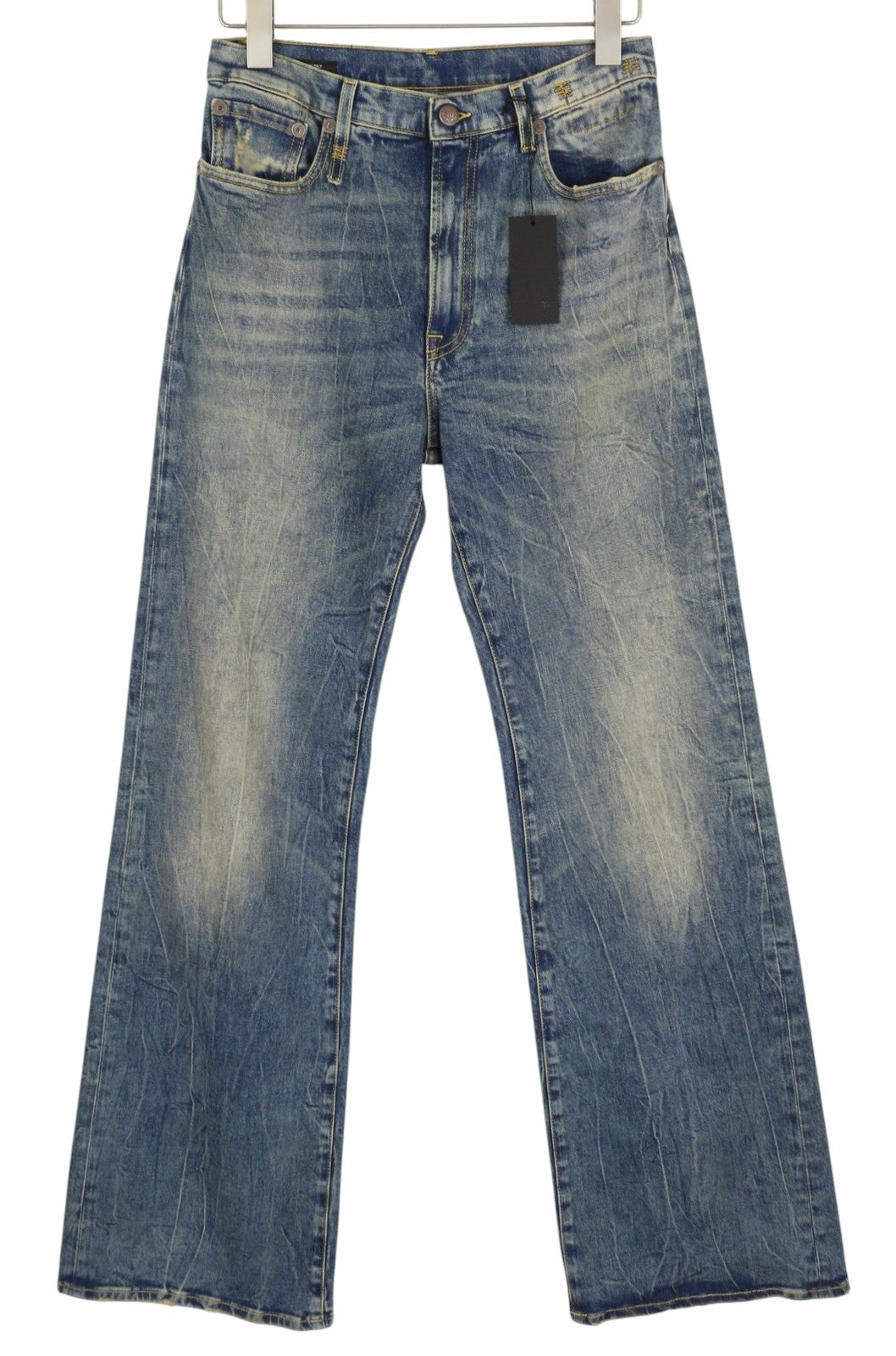 R13 Jane Women Jeans 28 Washed Blue Flared Leg Zip Fly Kelly Stretch RRP€645