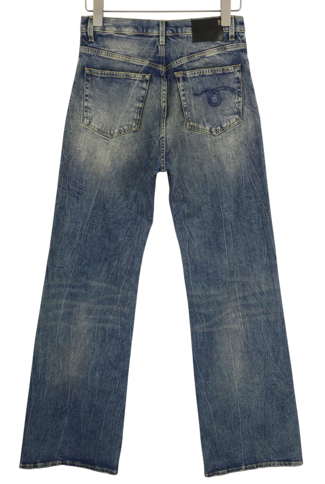 R13 Jane Women Jeans 28 Washed Blue Flared Leg Zip Fly Kelly Stretch RRP€645