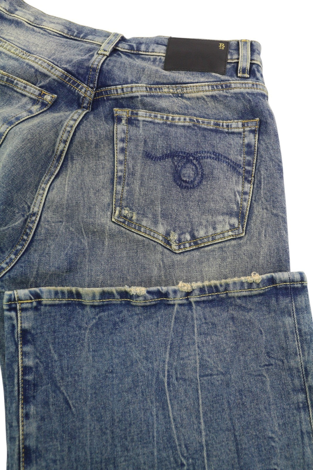 R13 Jane Women Jeans 28 Washed Blue Flared Leg Zip Fly Kelly Stretch RRP€645