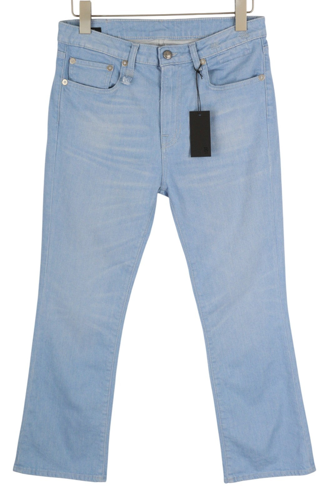 R13 Kick Women Jeans 29 Ankle Length Cropped Washed Baby Blue Stretchy RRP€695