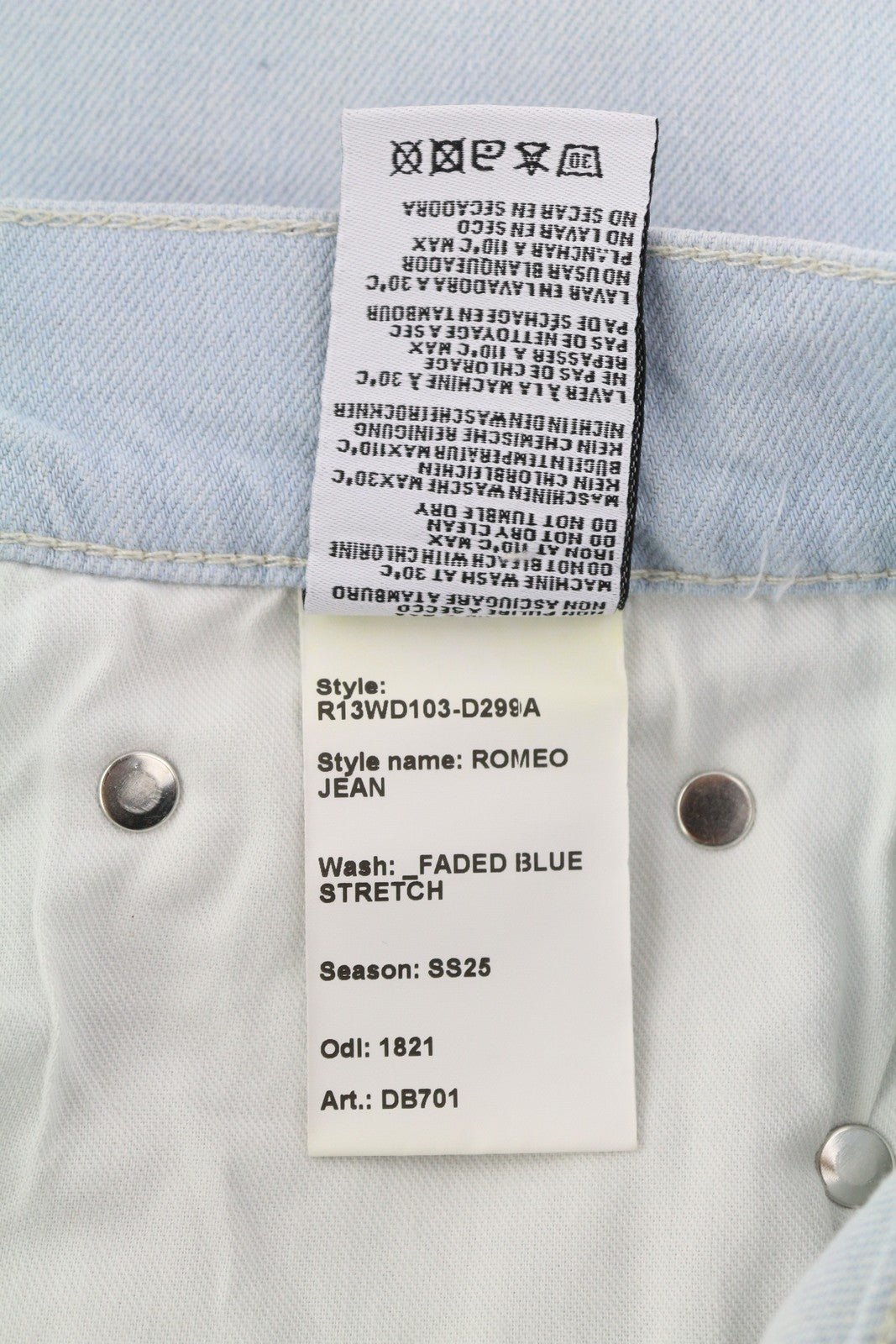 R13 Romeo Women Jeans 28 Washed Blue Stretch Ankle Length Cropped Zip Fly Denim