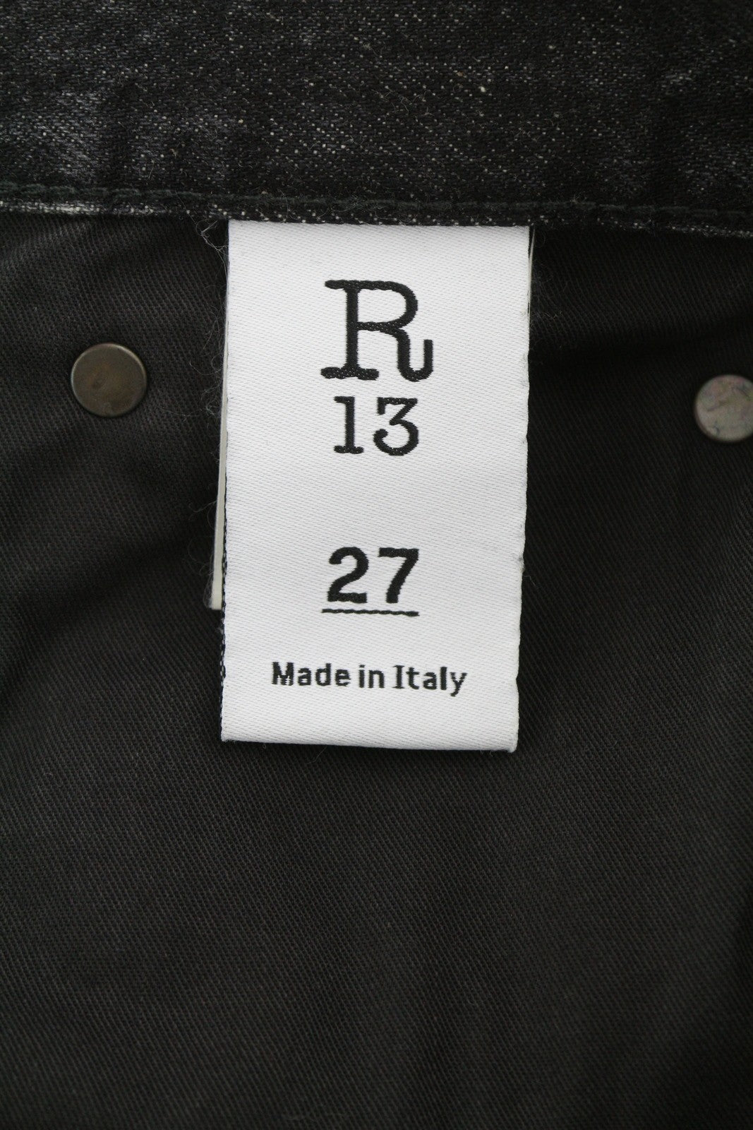 R13 Boyfriend Women Jeans 27 Distress Washed Ankle Cropped Eberit Black RRP€595