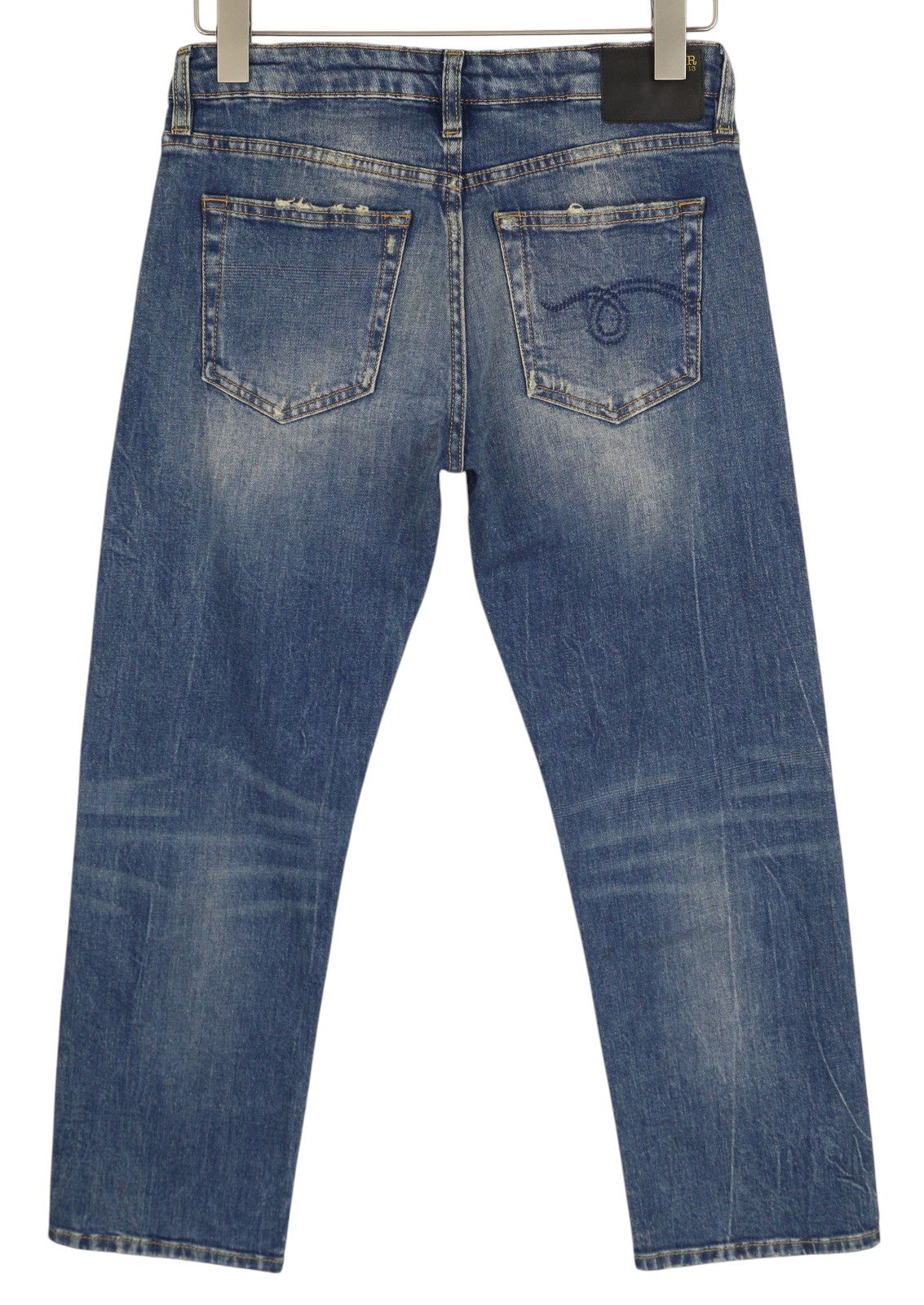 R13 Boy Straight Women Jeans 26 Cropped Ankle Washed Bue Kelly Stretch RRP€645