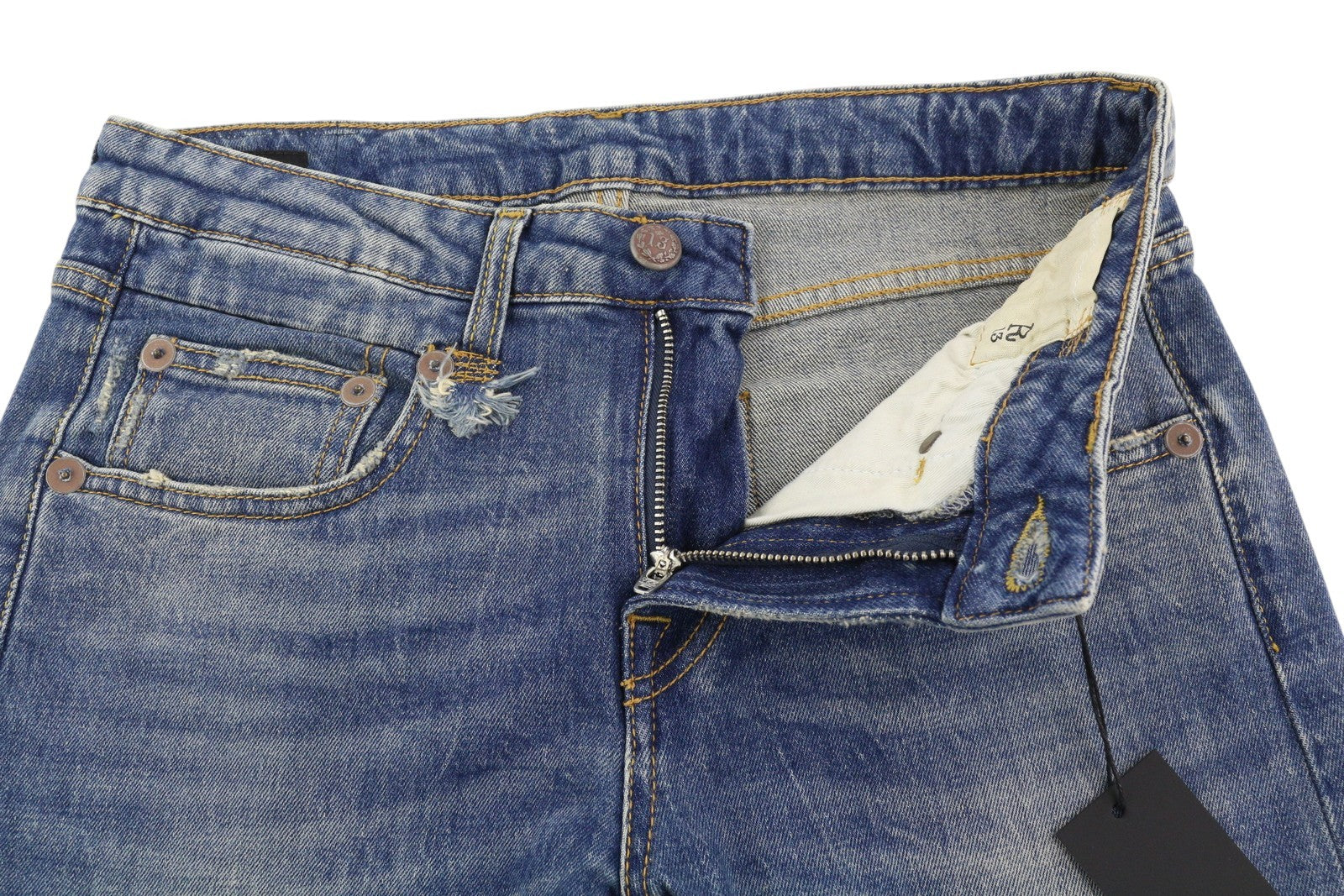 R13 Boy Straight Women Jeans 26 Cropped Ankle Washed Bue Kelly Stretch RRP€645