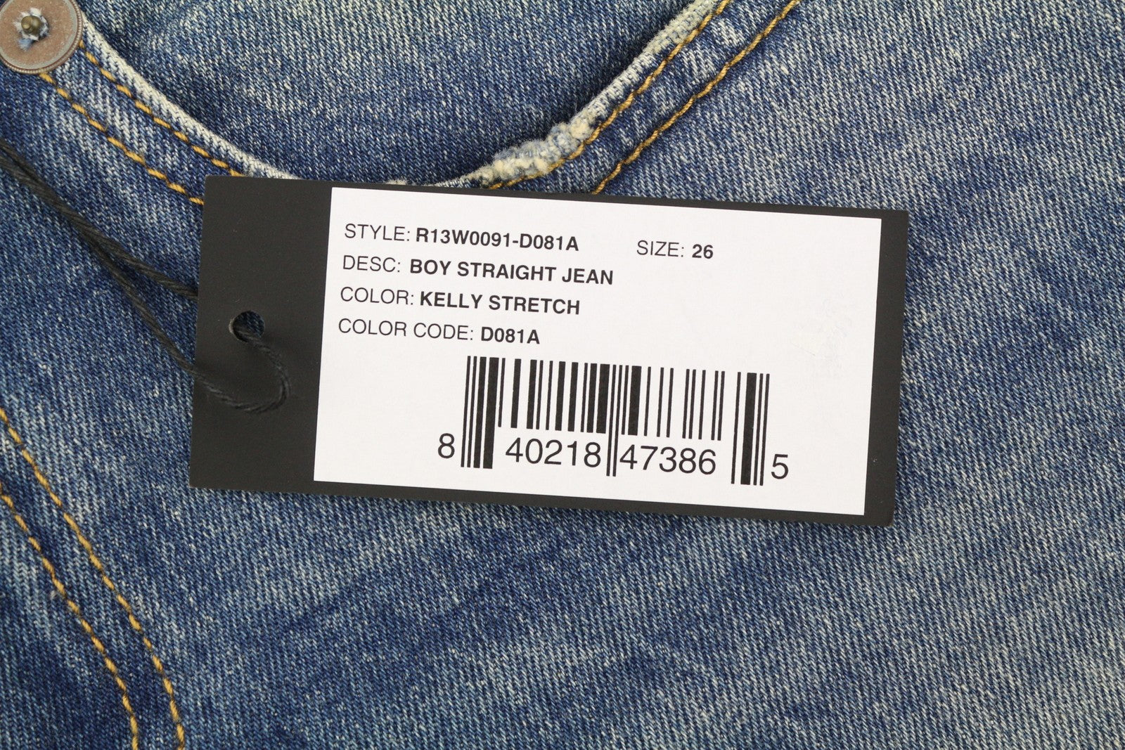 R13 Boy Straight Women Jeans 26 Cropped Ankle Washed Bue Kelly Stretch RRP€645