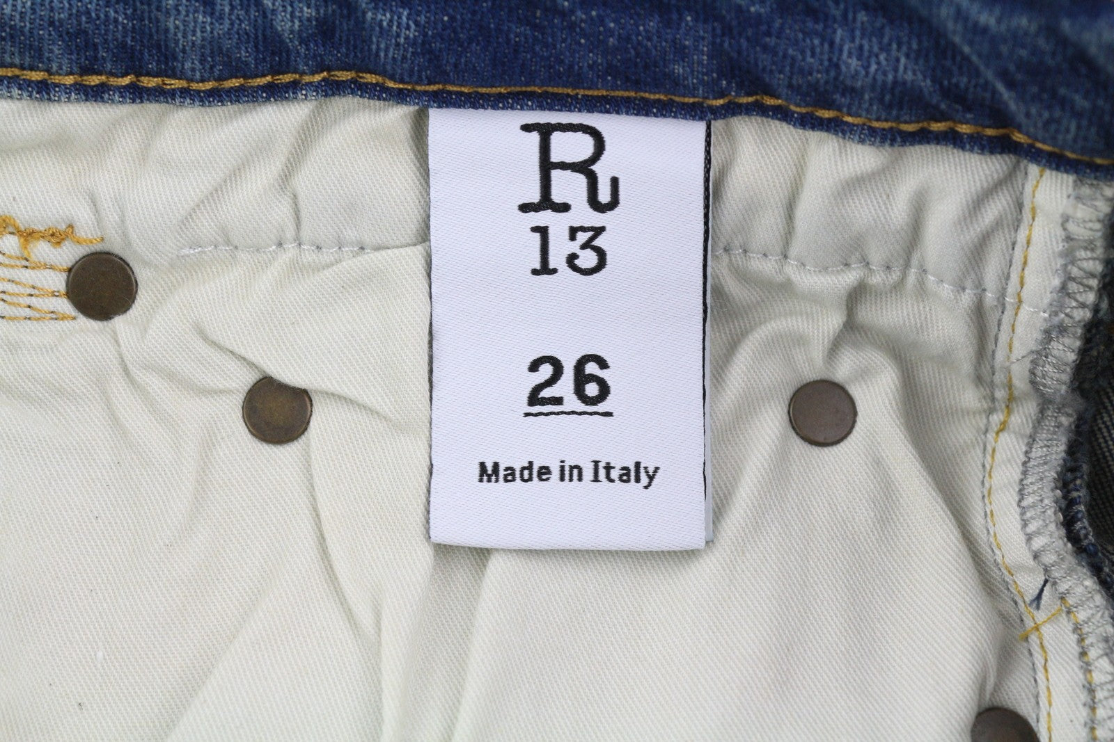 R13 Boy Straight Women Jeans 26 Cropped Ankle Washed Bue Kelly Stretch RRP€645