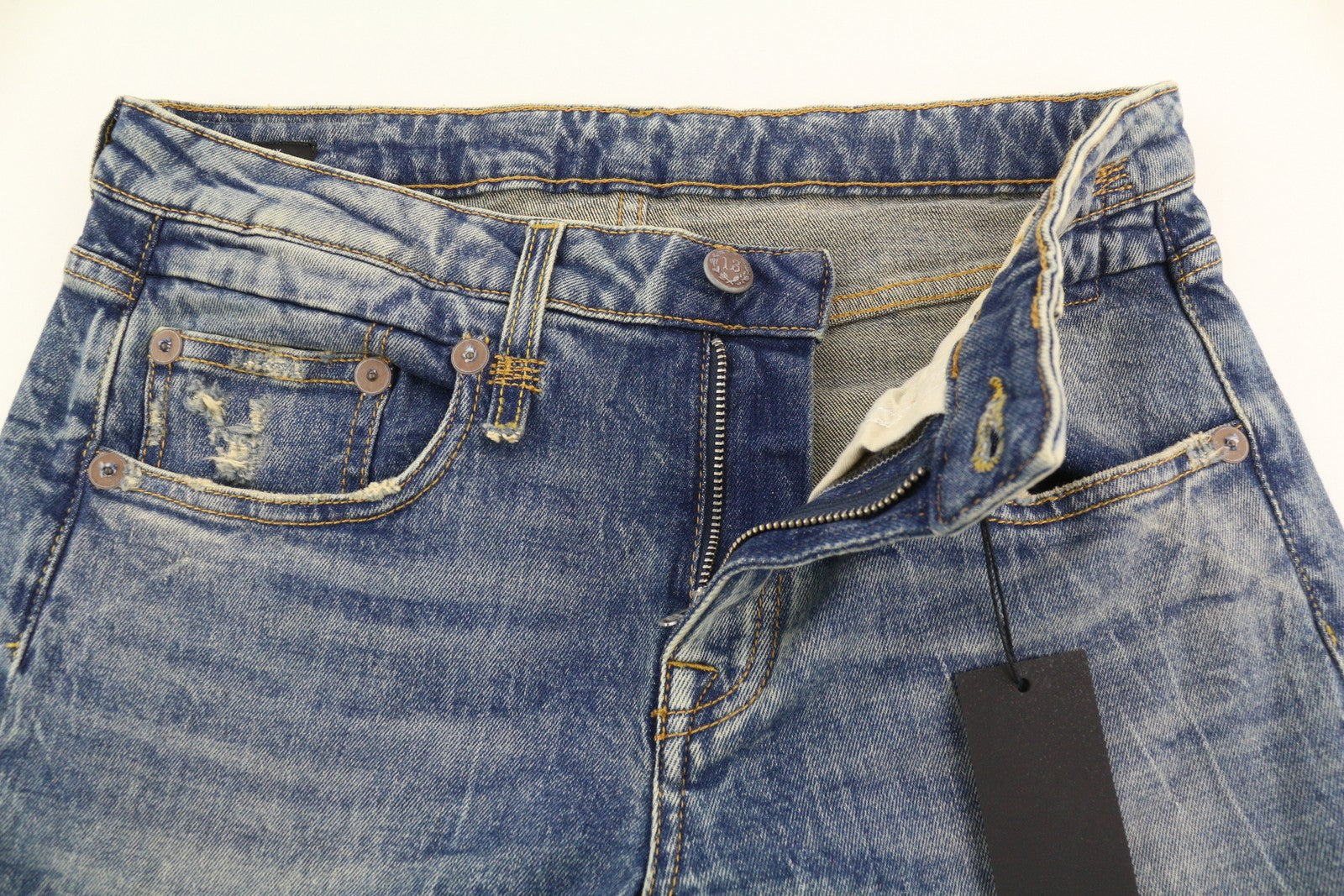 R13 Boy Straight Women Jeans 27 Washed Ankle Length Blue Kelly Stretchy RRP€645