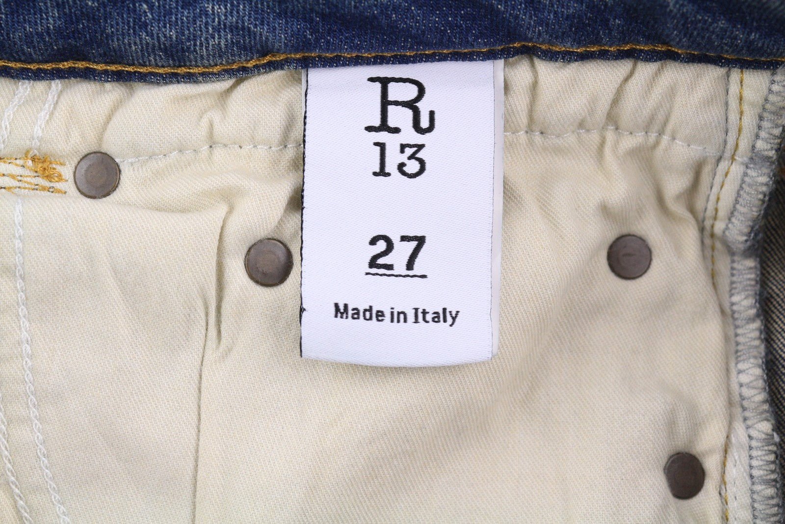 R13 Boy Straight Women Jeans 27 Washed Ankle Length Blue Kelly Stretchy RRP€645