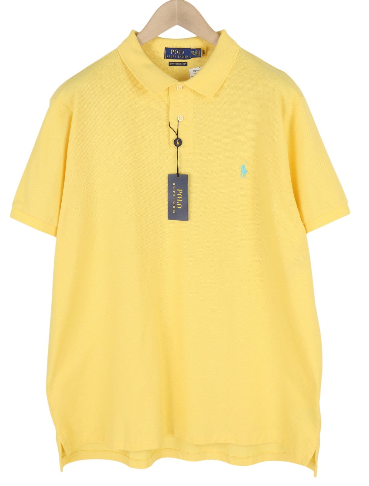 RALPH LAUREN Custom Slim Fit Men T-Shirt 2XL Yellow Short Sleeve Polo RRP€125