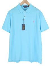 RALPH LAUREN Slim Fit Men T-Shirt 2XL Blue Short Sleeved Polo Neck RRP€125