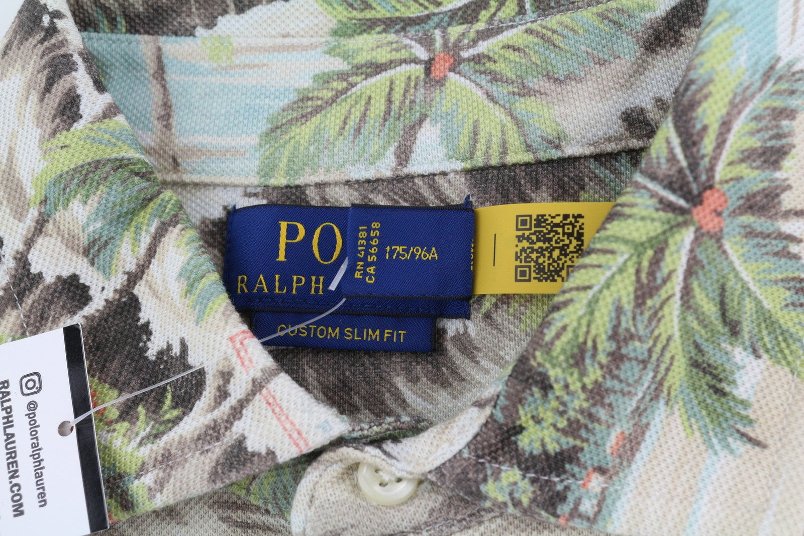 RALPH LAUREN Custom Slim Fit Men T-Shirt M Palm Print Short Sleeved Polo RRP€173