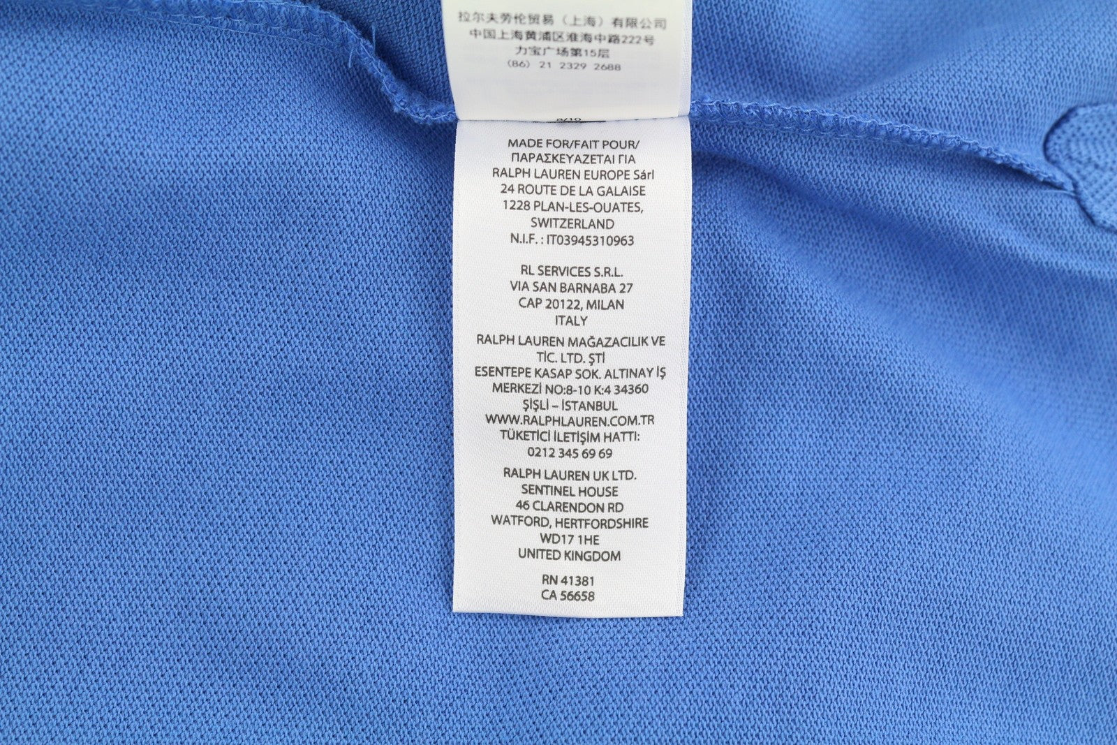 RALPH LAUREN Classic Fit Men T-Shirt L Blue Short Sleeve Polo Neck Stretch