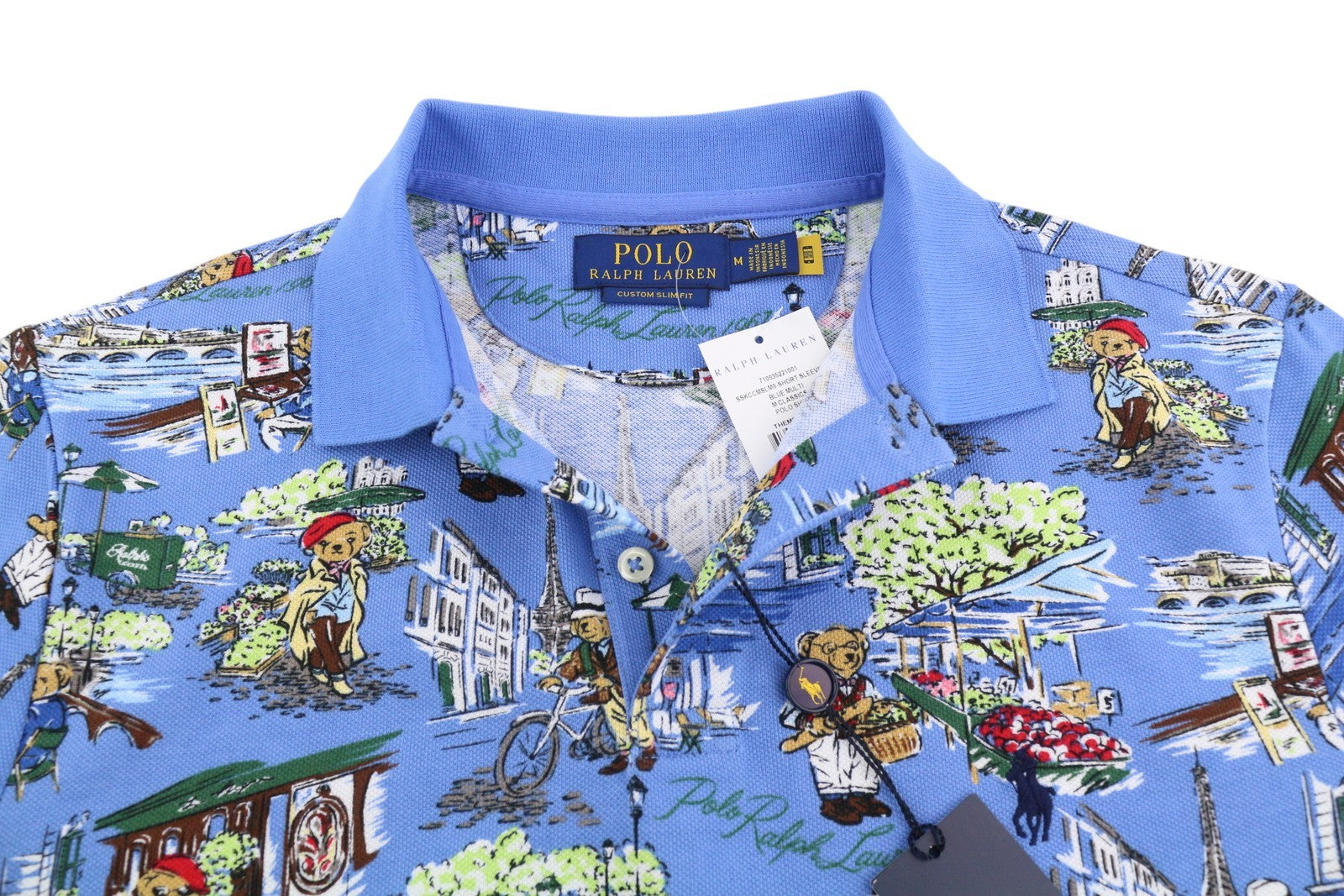 RALPH LAUREN Custom Slim Fit Men T-Shirt M Patterned Short Sleeved Polo RRP€153