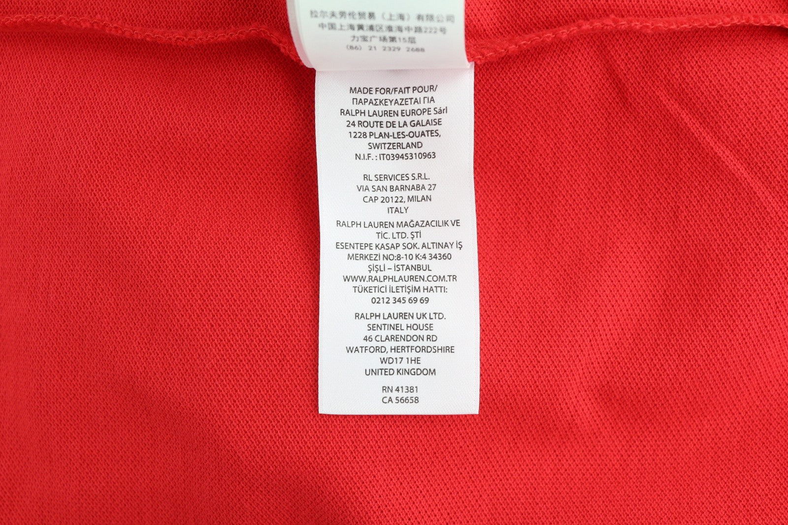RALPH LAUREN Sim Fit Men T-Shirt L Red Short Sleeve Polo Neck Logo RRP€129