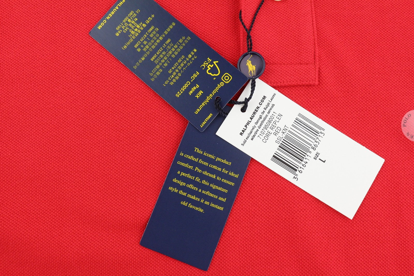 RALPH LAUREN Sim Fit Men T-Shirt L Red Short Sleeve Polo Neck Logo RRP€129