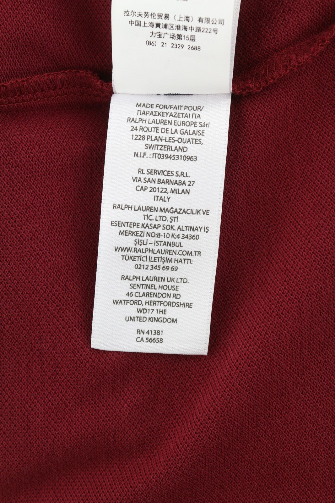 RALPH LAUREN Sim Fit Men T-Shirt L Burgundy Short Sleeve Polo Neck Logo