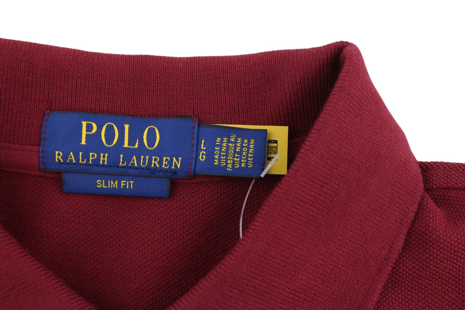 RALPH LAUREN Sim Fit Men T-Shirt L Burgundy Short Sleeve Polo Neck Logo