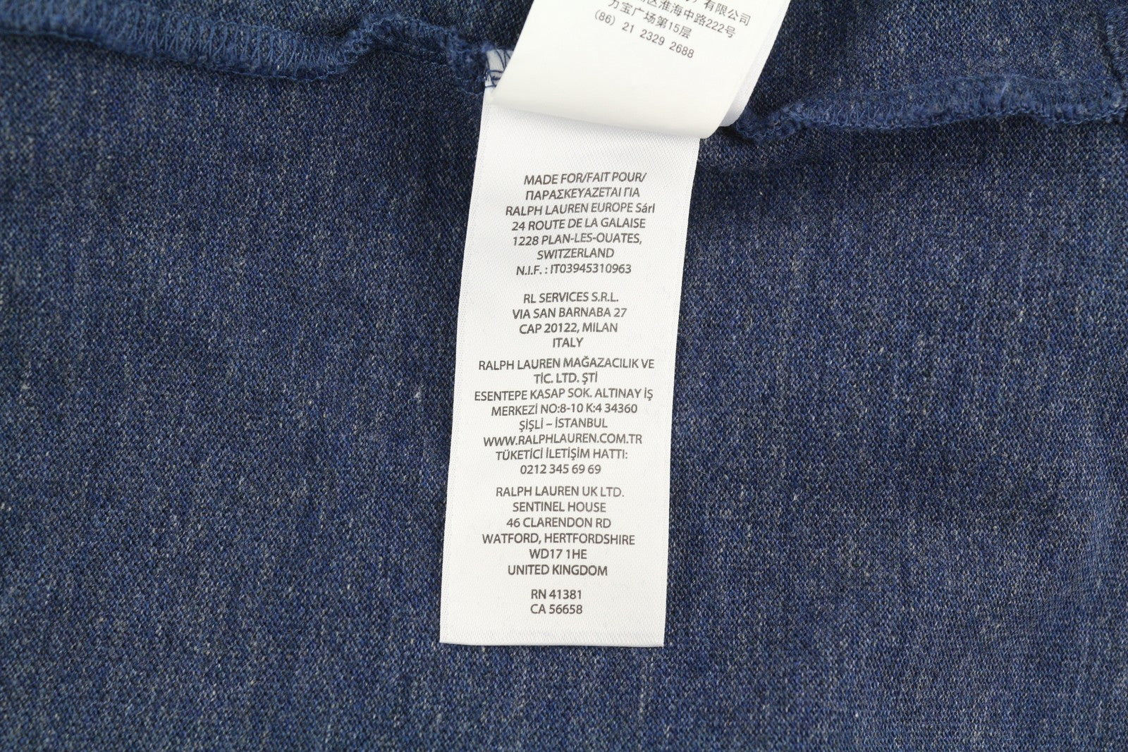 RALPH LAUREN Slim Fit Men T-Shirt M Blue Short Sleeved Polo Neck