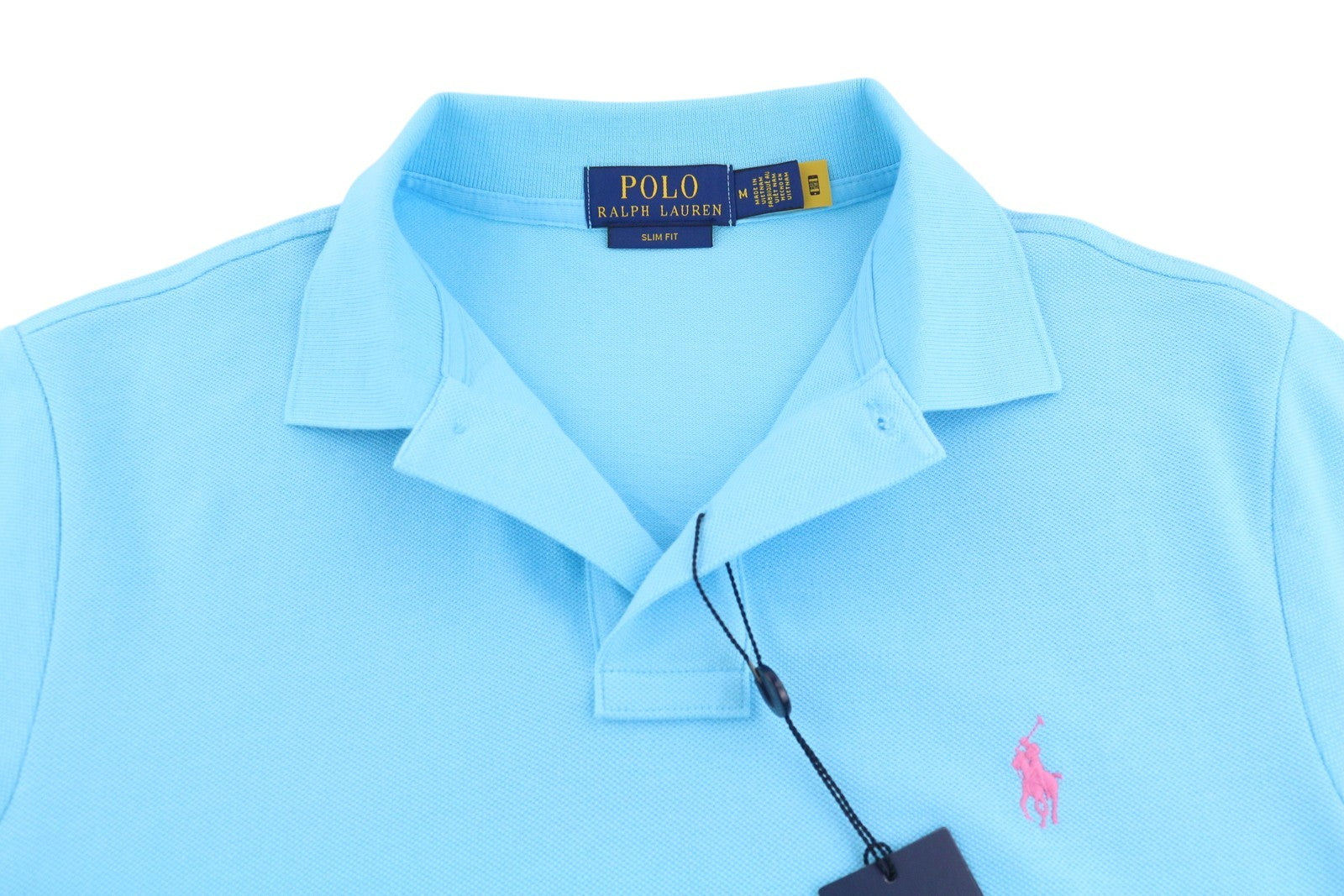 RALPH LAUREN Slim Fit Men T-Shirt M Blue Short Sleeved Polo Neck RRP€125