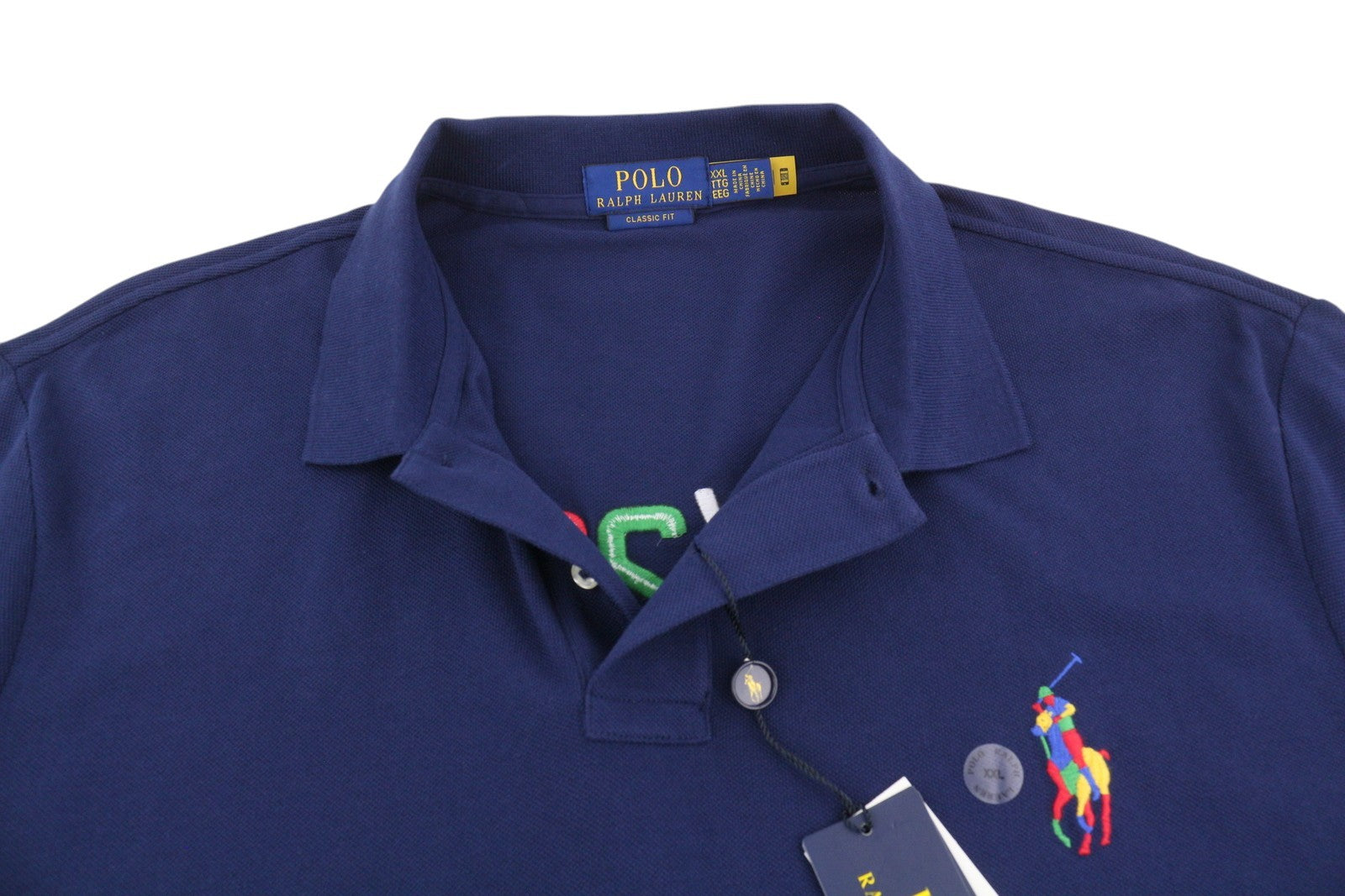 RALPH LAUREN Classic Fit Men T-Shirt 2XL Blue Short Sleeve Embroidered Logo Polo