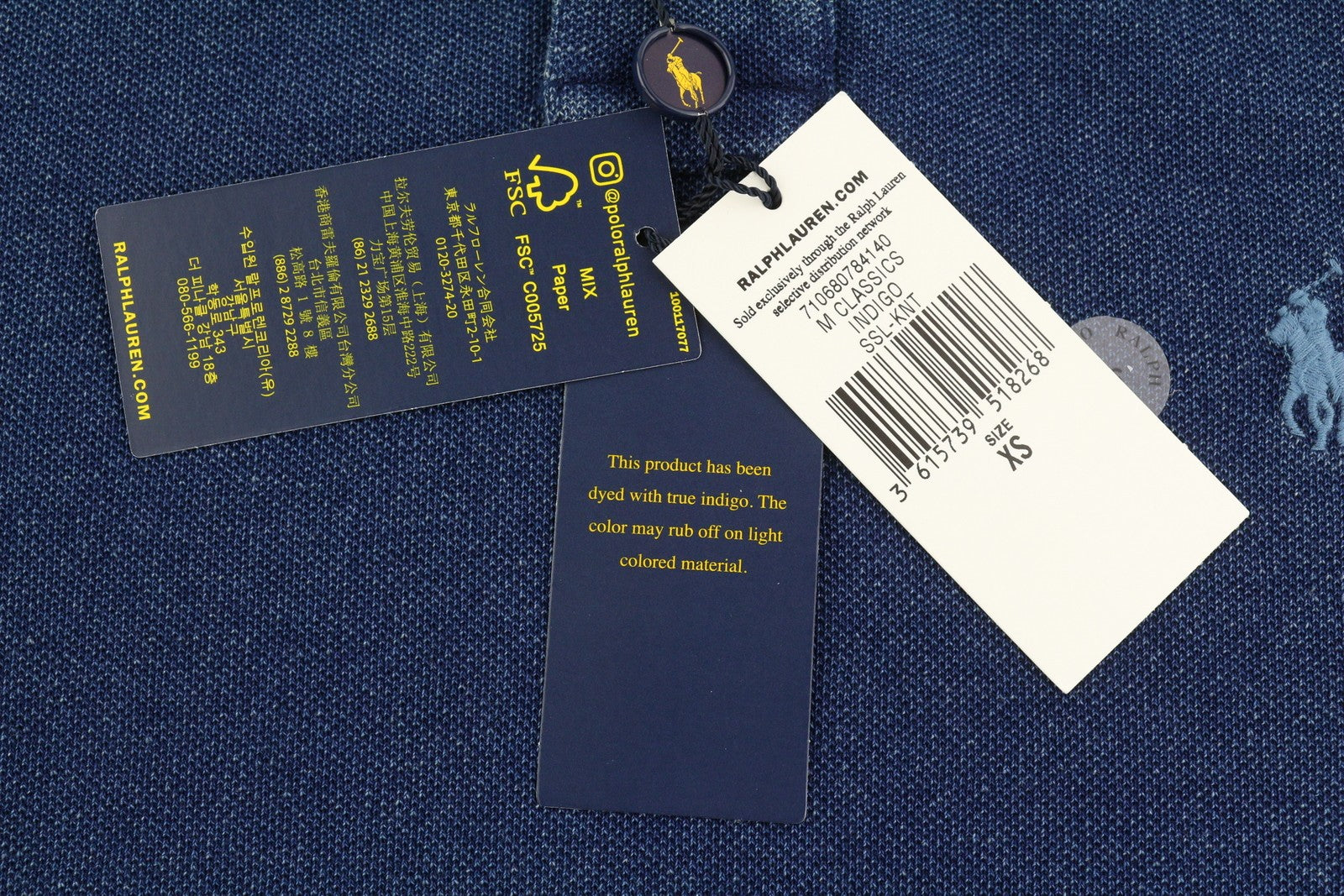 RALPH LAUREN Custom Slim Fit Men T-Shirt XS Blue Short Sleeved Polo