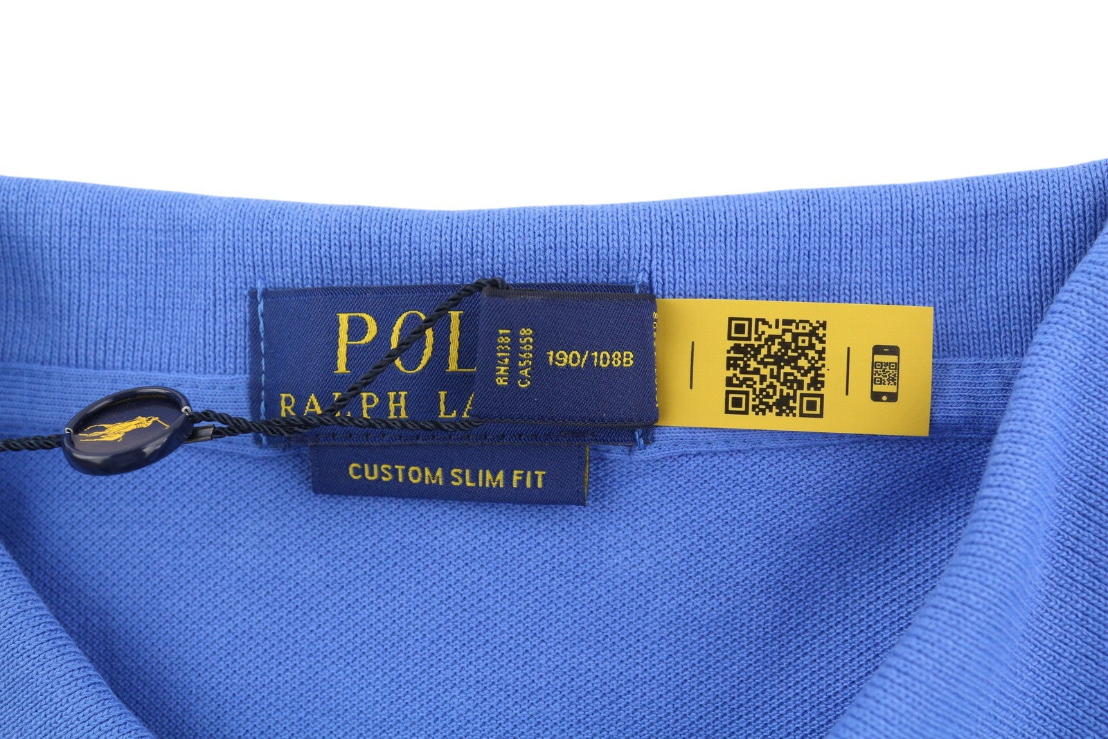 RALPH LAUREN Custom Slim Men T-Shirt 2XL Blue Short Sleeved Bear Polo RRP€179