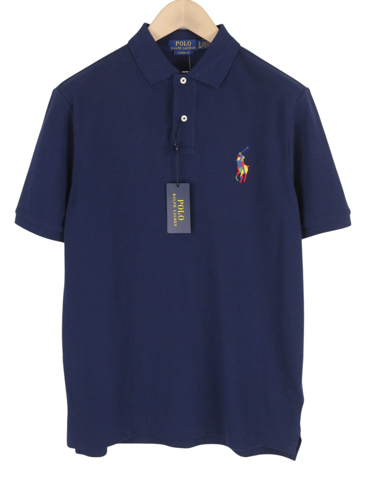 RALPH LAUREN Classic Fit Men T-Shirt S Blue Short Sleeve Embroidered Logo Polo