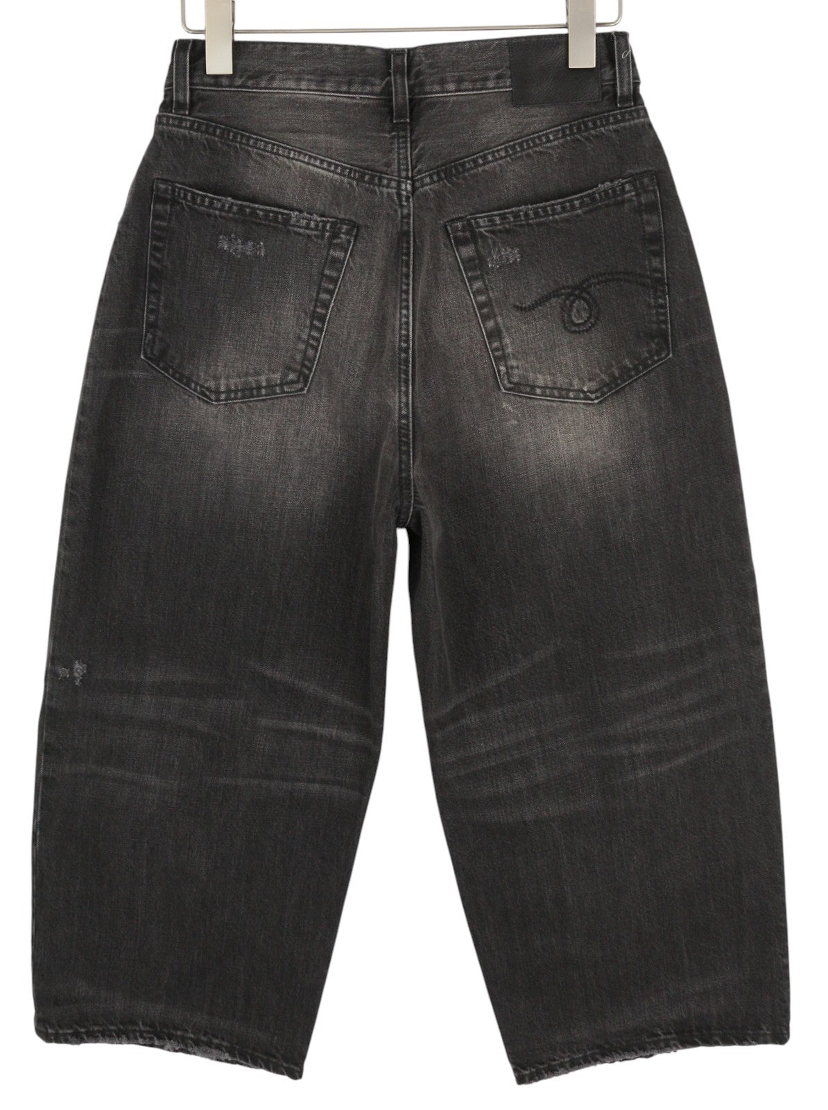 R13 Crop Wide Leg Women Jeans 26 Wilson Black Distress Ankle Washed RRP€695