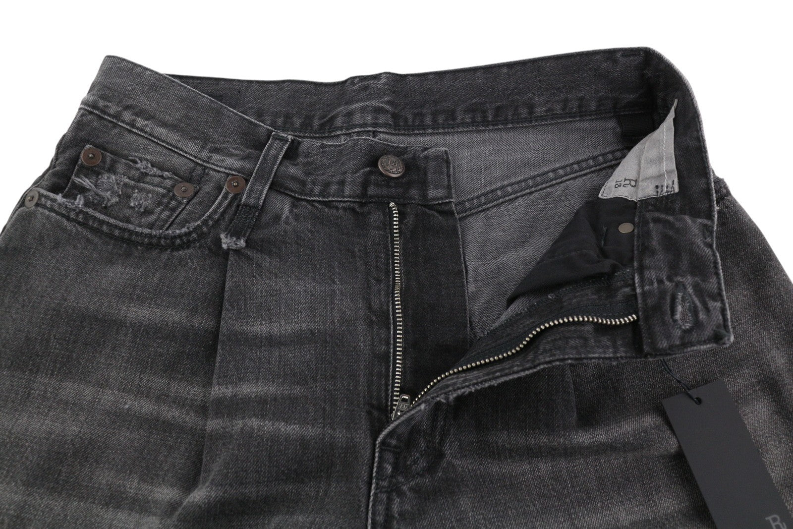 R13 Crop Wide Leg Women Jeans 26 Wilson Black Distress Ankle Washed RRP€695