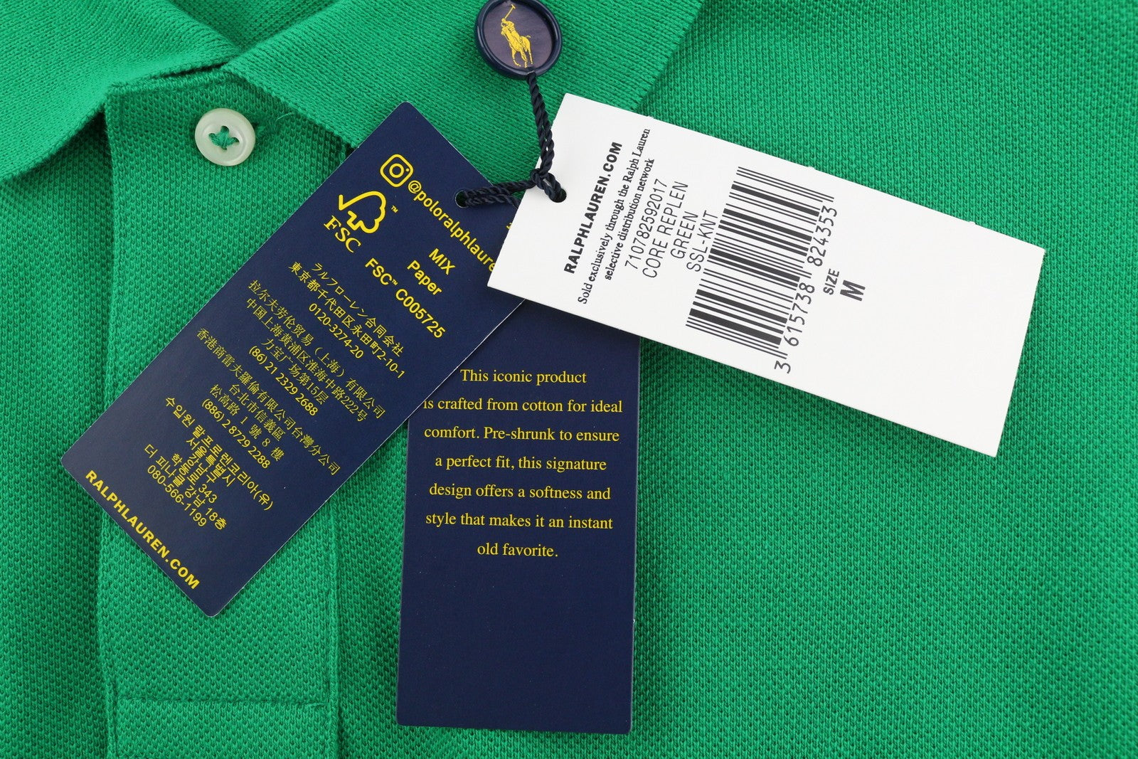 RALPH LAUREN Custom Slim Fit Men T-Shirt M Green Short Sleeved Polo RRP€125